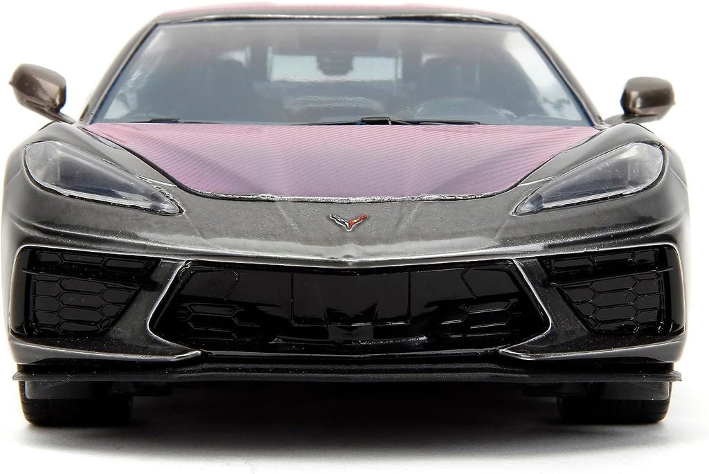 Pink Slips 1:24 2020 Chevy Corvette Stingray Die-Cast Car, Toys for Kids and Adults(Metallic Grey/Pink)