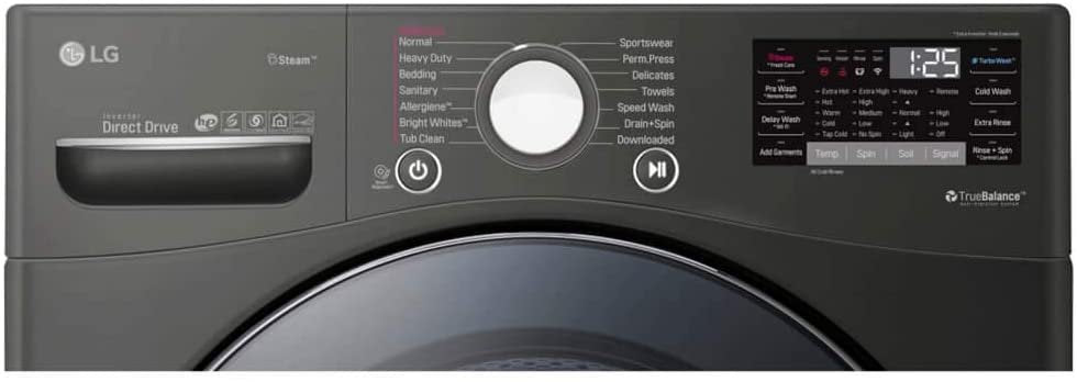 LG WM3900HBA Black-Steel 4.5 Cu. Ft. Smart wi-fi Enabled Front Load Washer