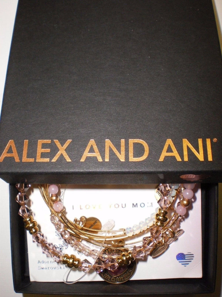 Alex and Ani I Love You Mom Set of Five Bangle Bracelet