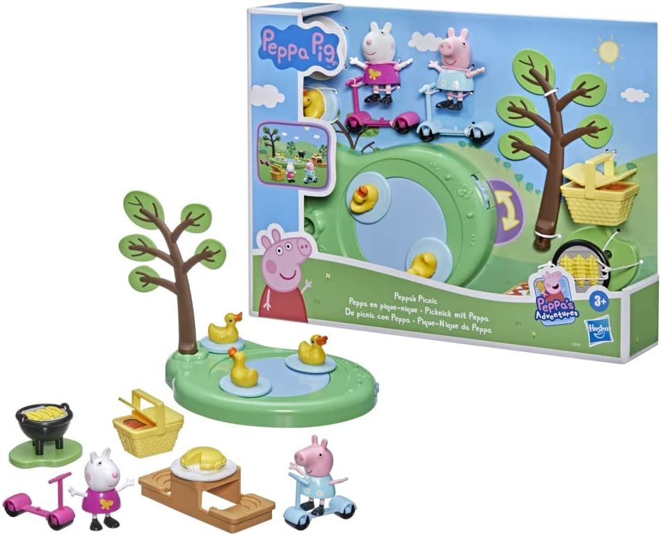 Peppa Pig Peppa's Adventures Peppa's Picnic Playset, Preschool Toy with 2 Figures and 8 Accessories, for Ages 3 and Up