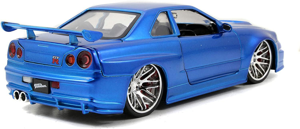 Jada Toys Fast & Furious 1:24 Brian's 2002 Nissan Skyline GT-R R34 a Die-cast Car, Toys for Kids and Adults, Blue (97173)