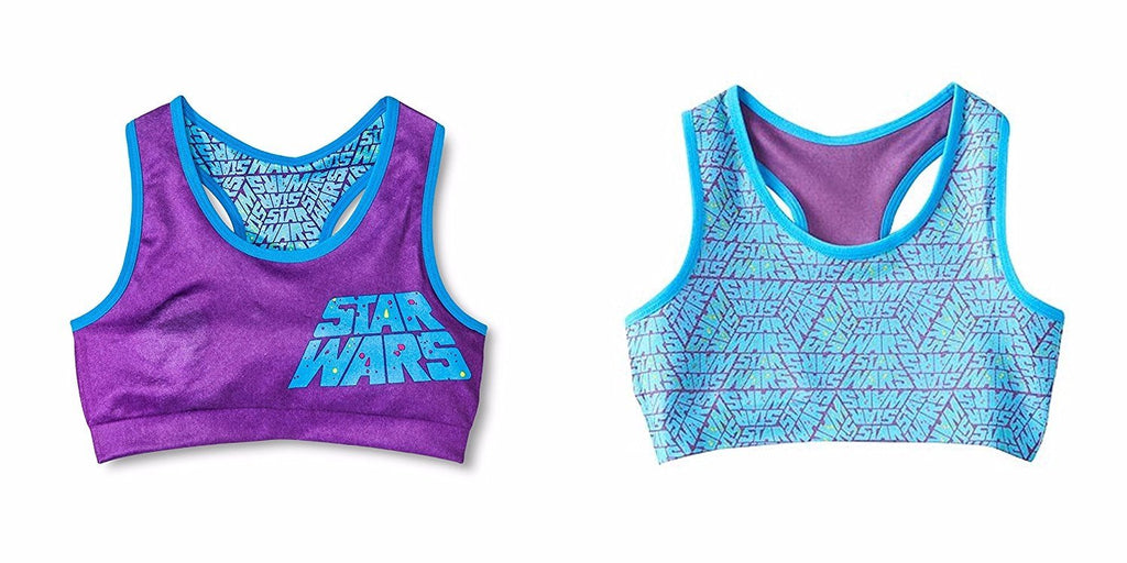 Star Wars Racer Reversible Girls Camisole Sports Bra Size 8 Medium Tagless Spandex