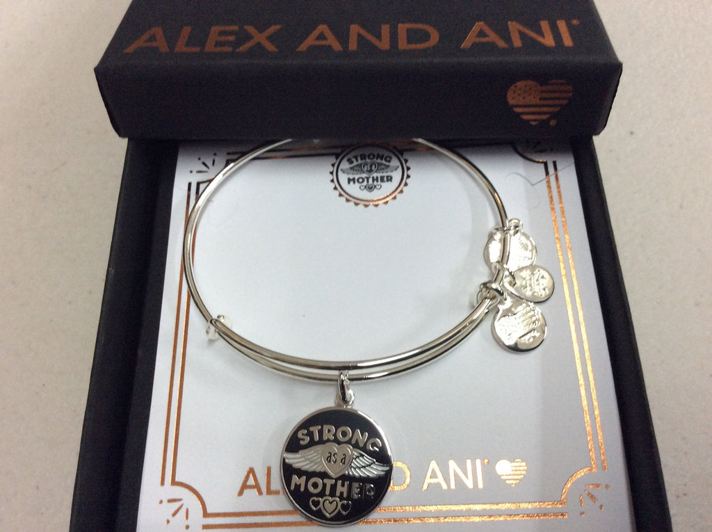 Alex and Ani Womens Color Infusion, Strong As A Mother Bangle Shiny Silver One Size