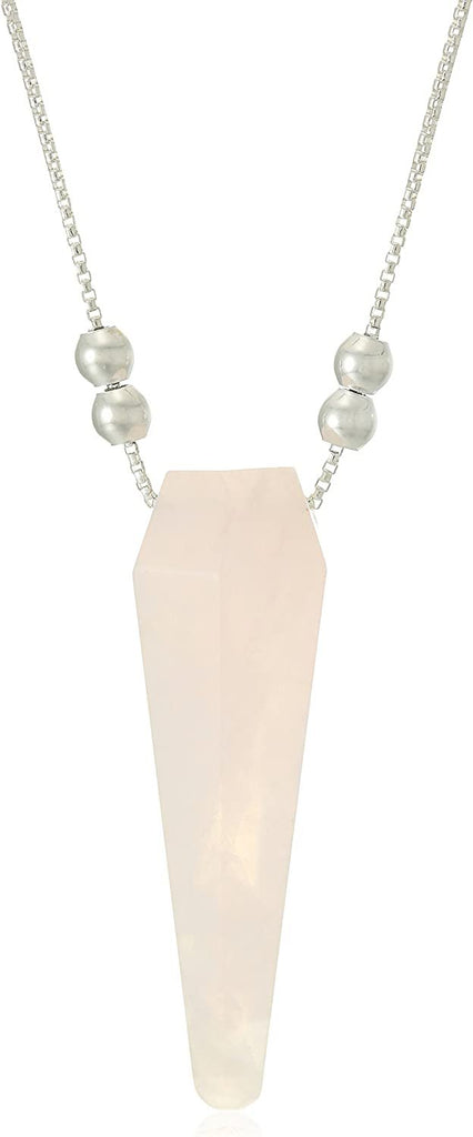Alex and Ani Rose Quartz Pendulum Sterling Silver Necklace