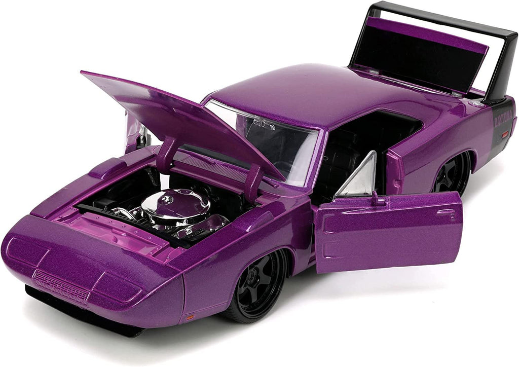 Jada Toys Big Time Muscle 1:24 1969 Dodge Charger Daytona Die-cast Car Purple, Toys for Kids and Adults