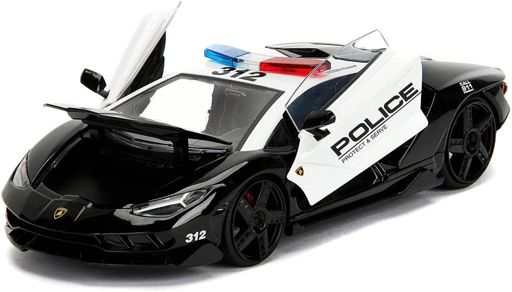 Lambo Centenario Police Black and White Hyper-Spec Series 1/24 Diecast Model Car by Jada 30011