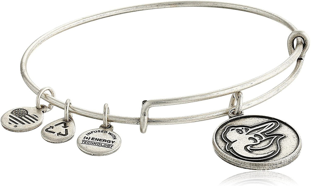 Alex and Ani Baltimore Orioles Cap Logo Expandable Rafaelian Silver Bangle Bracelet