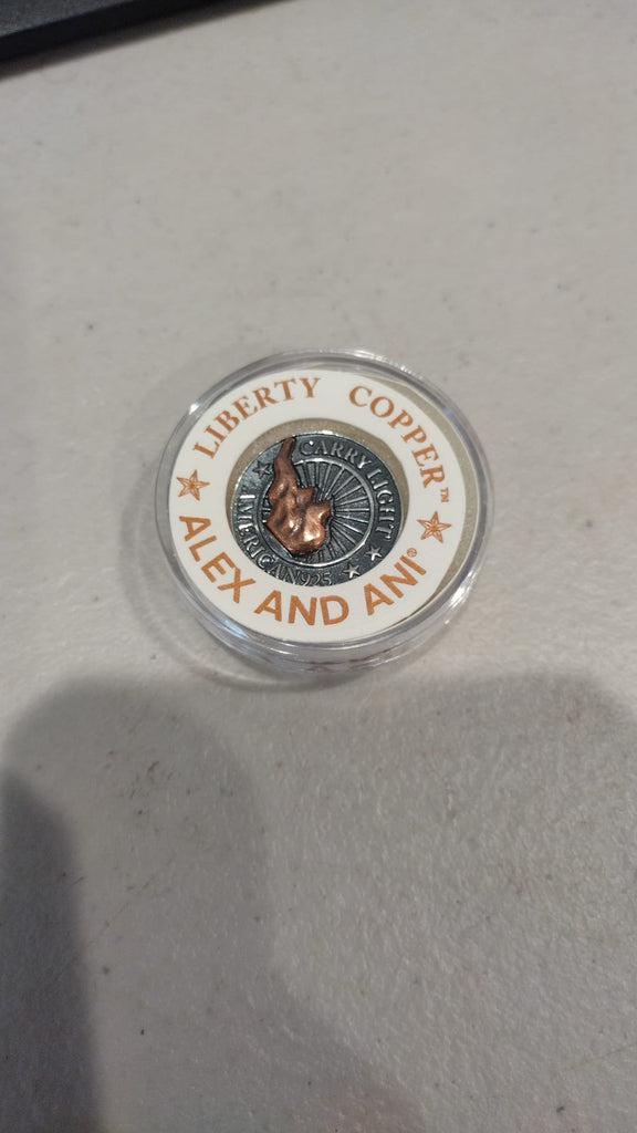 Alex and Ani Liberty Copper Carry Light Medallion, Coin, .925 Sterling Silver