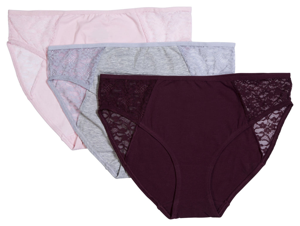 Donna Loren Women's Floral Lace Detail Classic Panties, 3-Piece Set