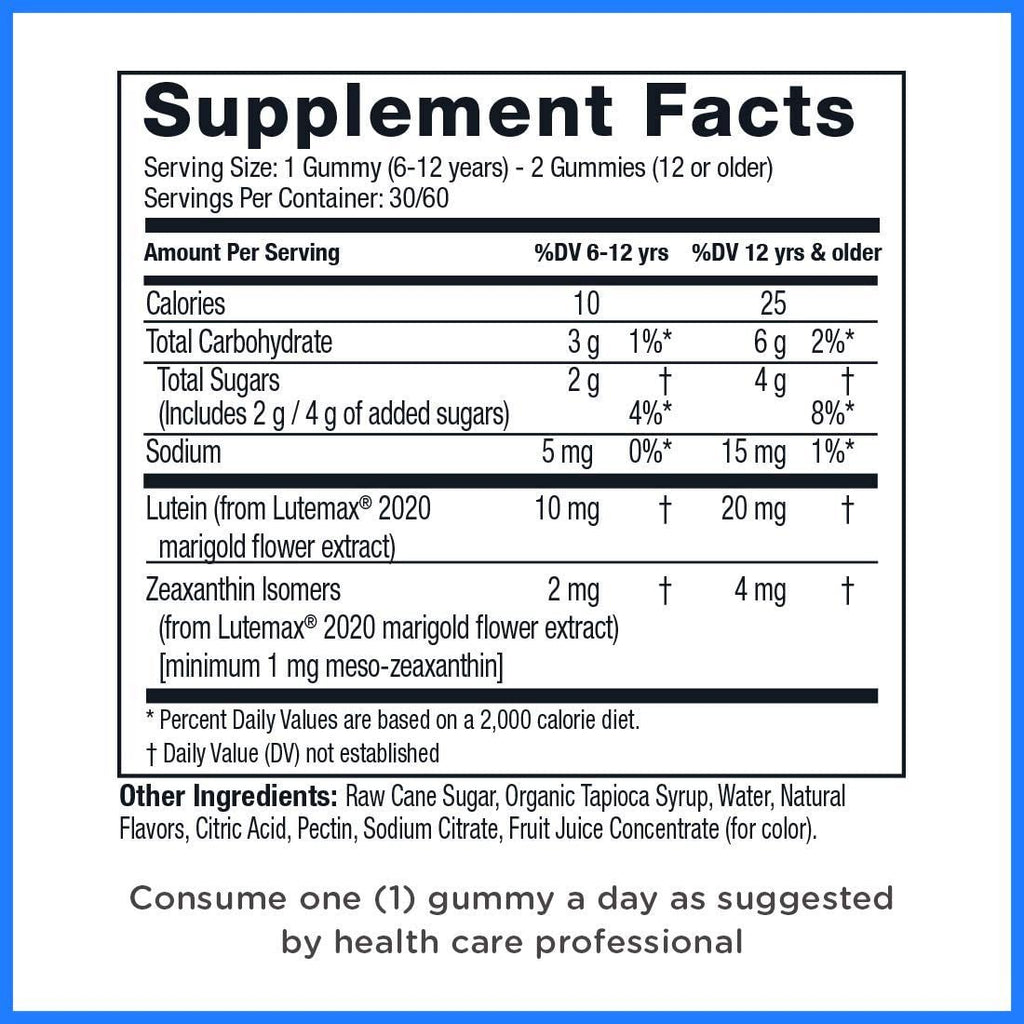 TwinLab Ocuguard Blutein Kids Gummies | 60 Count | Contains Zeaxanthin & Lutein for Blue Light Proteciton | Eye Vitamins