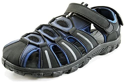 Easy USA Men's Waterproof Sport Sandals Black/Navy 7
