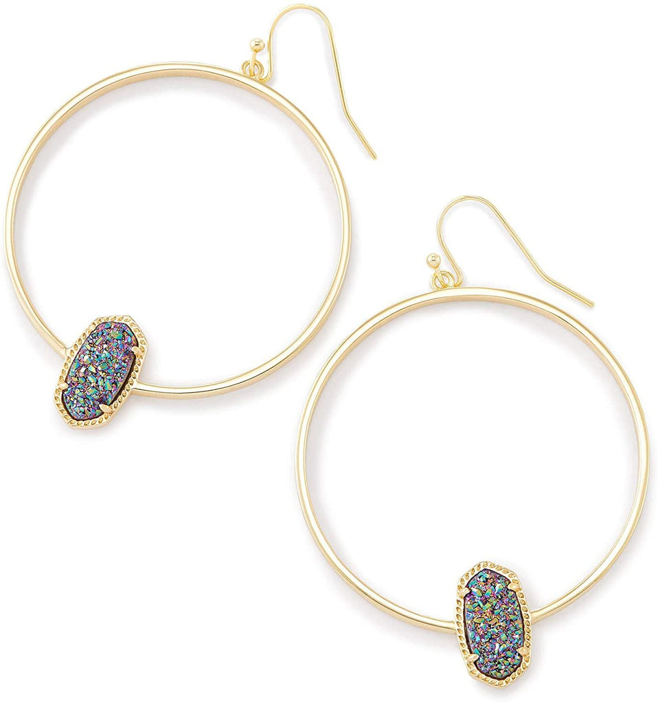 Kendra Scott Elora Gold Multi Drusy Hoop Earrings