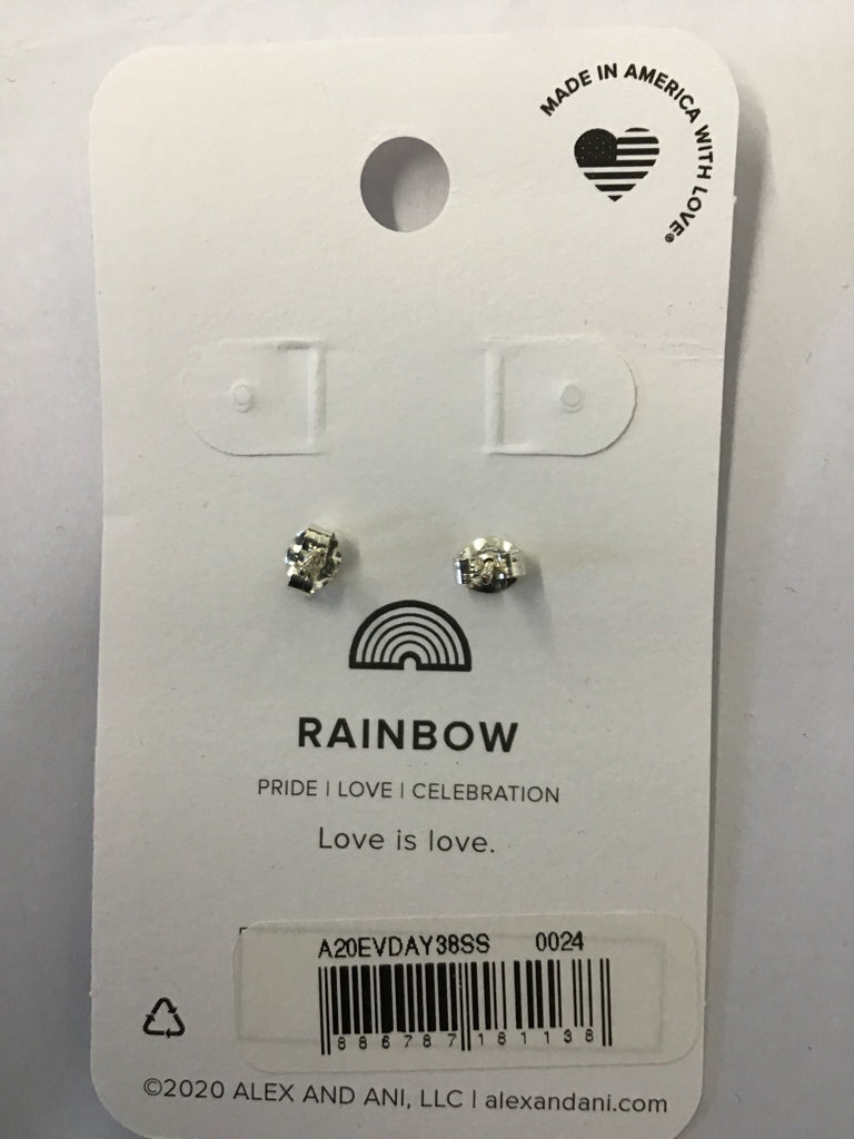 Alex and Ani Color Infusion Rainbow Stud Earrings Silver One Size