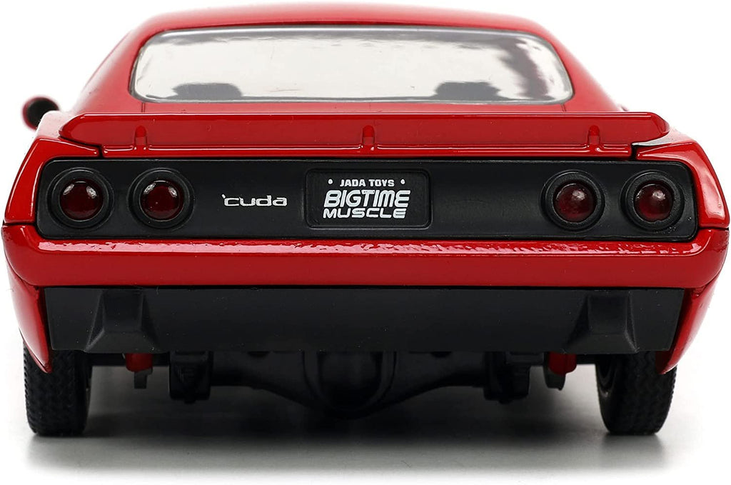 Jada Toys Big Time Muscle 1:24 1973 Plymouth Barracuda Die-cast Car Red/Black, Toys for Kids and Adults