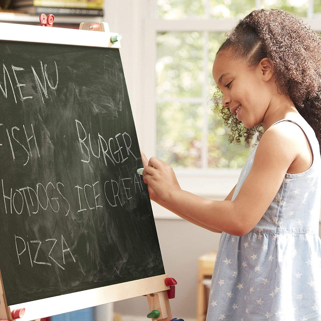 Melissa & Doug Deluxe Standing Art Easel - Dry-Erase Board, Chalkboard