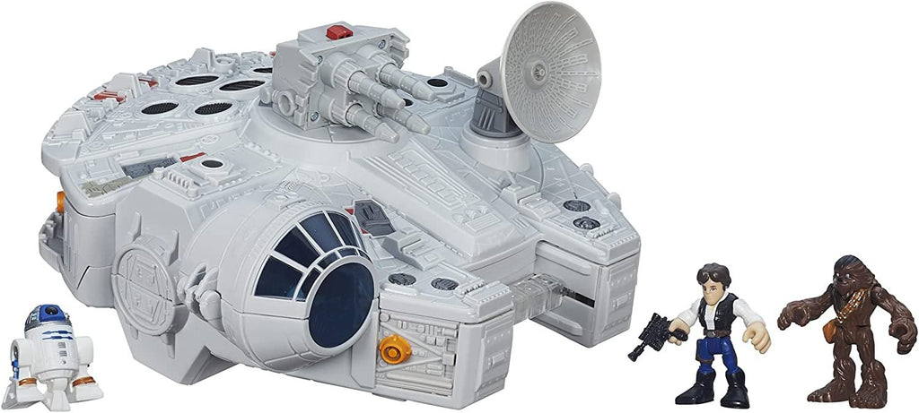 Playskool Heroes Star Wars Galactic Heroes Millennium Falcon 2-in-1 Vehicle Playset, Toys for Kids Ages 3 and Up, Han Solo, Chewbacca, R2-D2 2.5-inch Figures
