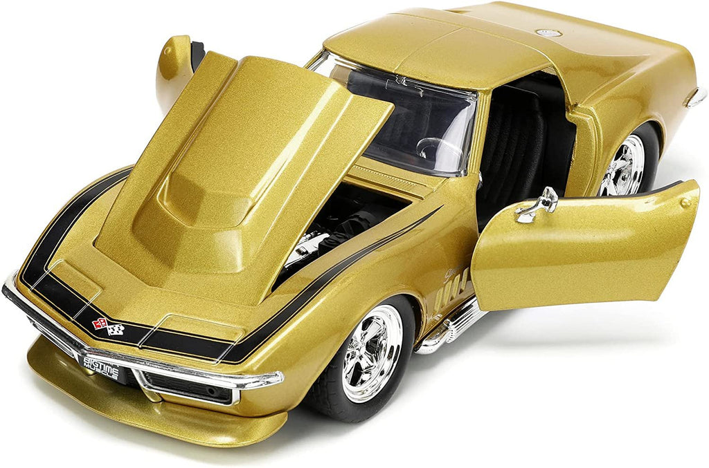 Jada Toys Big Time Muscle 1:24 1969 Chevy Corvette Stingray ZL-1 Die-cast Car Gold, Toys for Kids and Adults