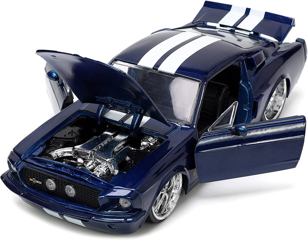 1967 Shelby GT500 Dark Blue Metallic with White Stripes Bigtime Muscle Series 1/24 Diecast Model Car by Jada 33865