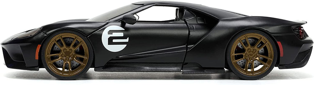 Jada Toys Big Time Muscle 1:24 2017 Ford GT Die-cast Car Black/White Stripes, Toys for Kids and Adults