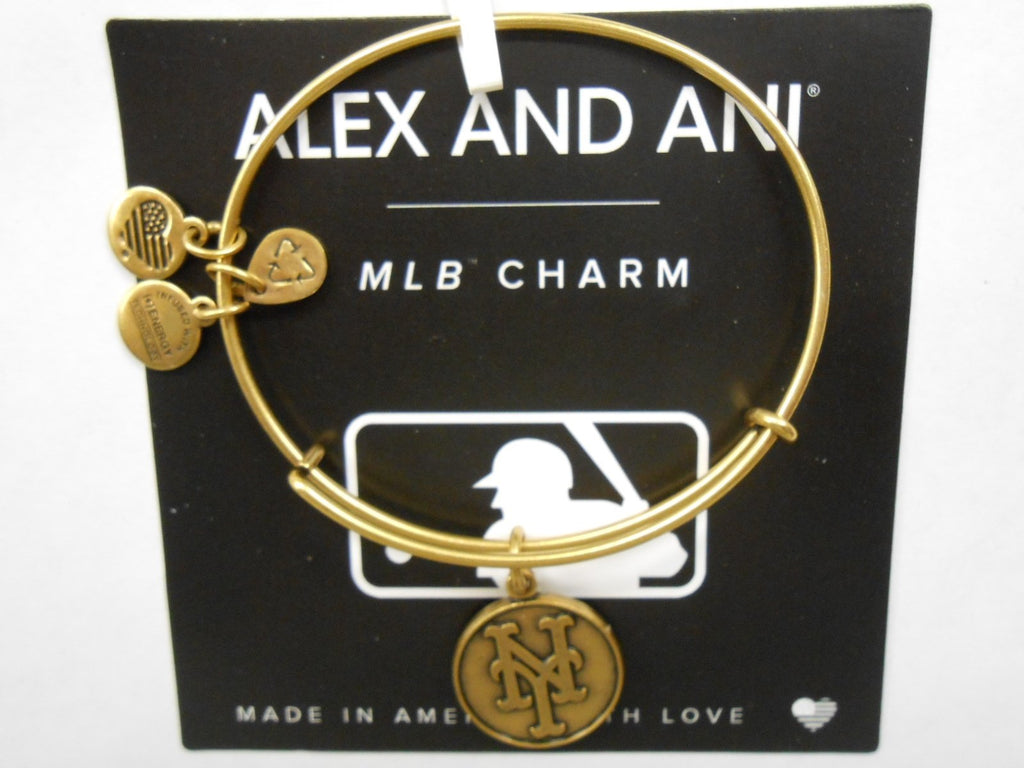 Alex and Ani "Major League Baseball" Mets Cap Logo Rafaelian Gold-Tone Expandable Bangle Bracelet