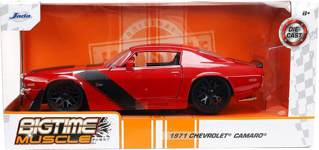 Jada Toys Big Time Muscle 1:24 1971 Chevy Camaro Z28 Die-cast Car Red/Black, Toys for Kids and Adults