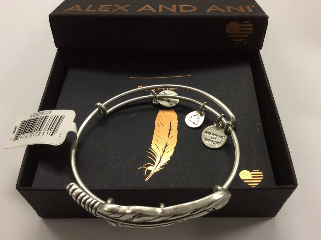 Alex and Ani Womens Spiritual Armor Feather Motif Bangle