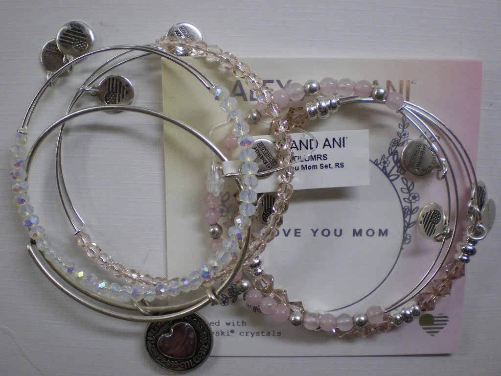 Alex and Ani I Love You Mom Set of Five Bangle Bracelet