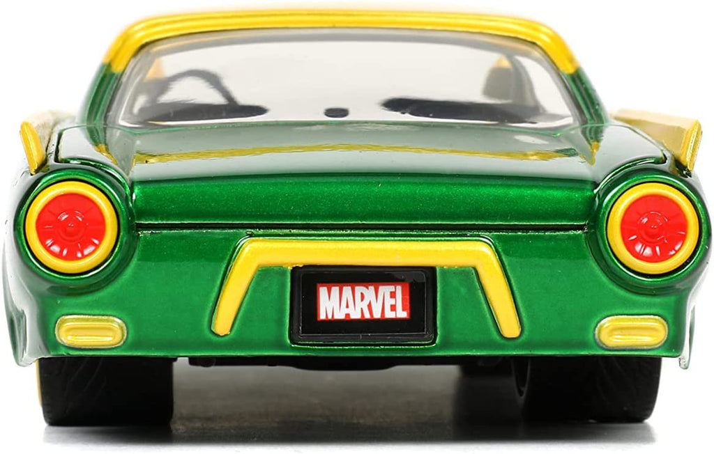 Jada Toys Marvel 1:24 1963 Ford Thunderbird Die-cast Car & 2.75'' Loki Figure, Toys for Kids and Adults