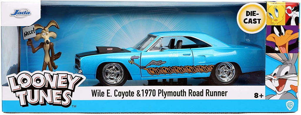 Jada 1:24 Diecast 1970 Plymouth Roadrunner with Wile E Coyote Figure