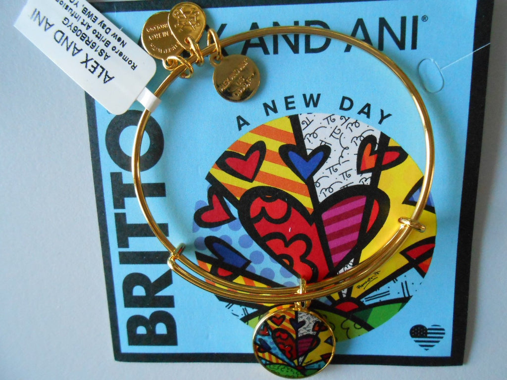 Alex and Ani Art Infusion Necklace Charm | Romero Britto (Gold-A New Day)
