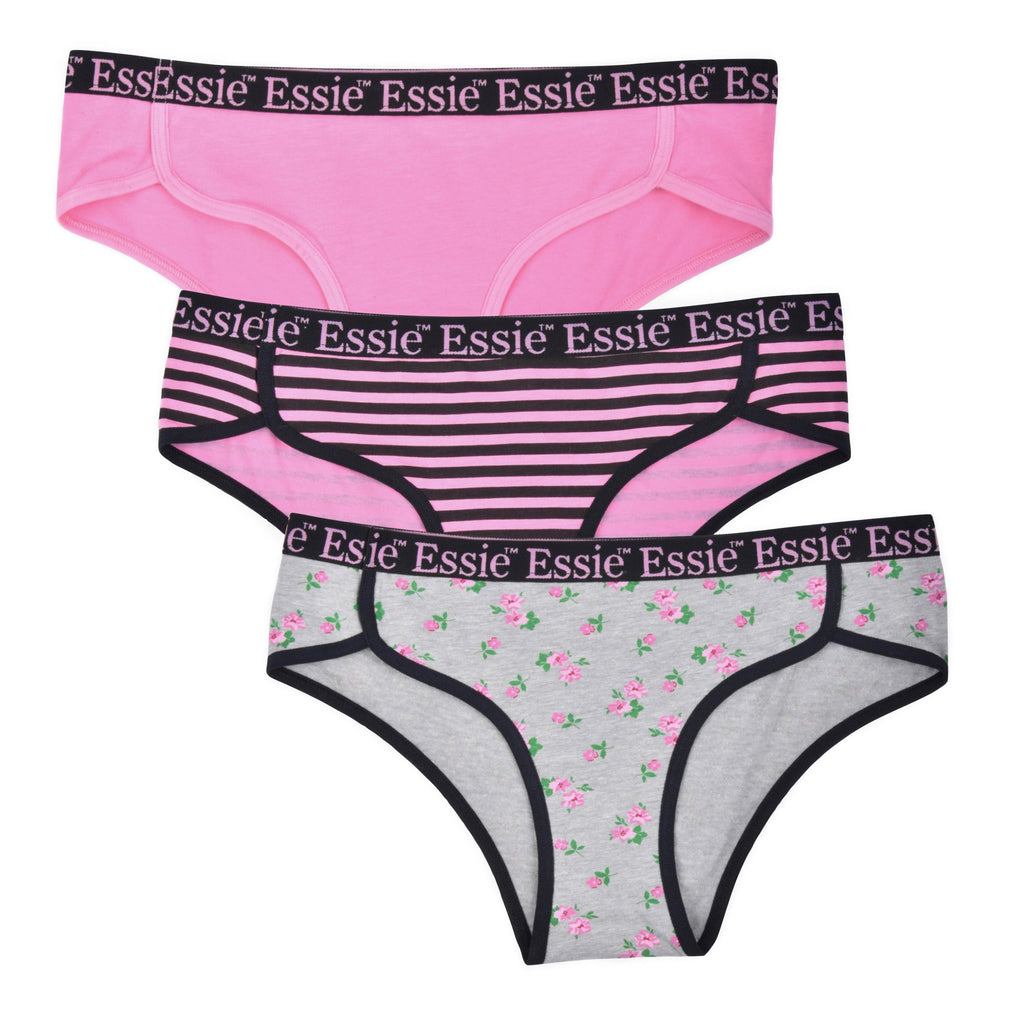 essie Women's Cheeky Racer Panties Cotton/Spandex Blend 3-Pack