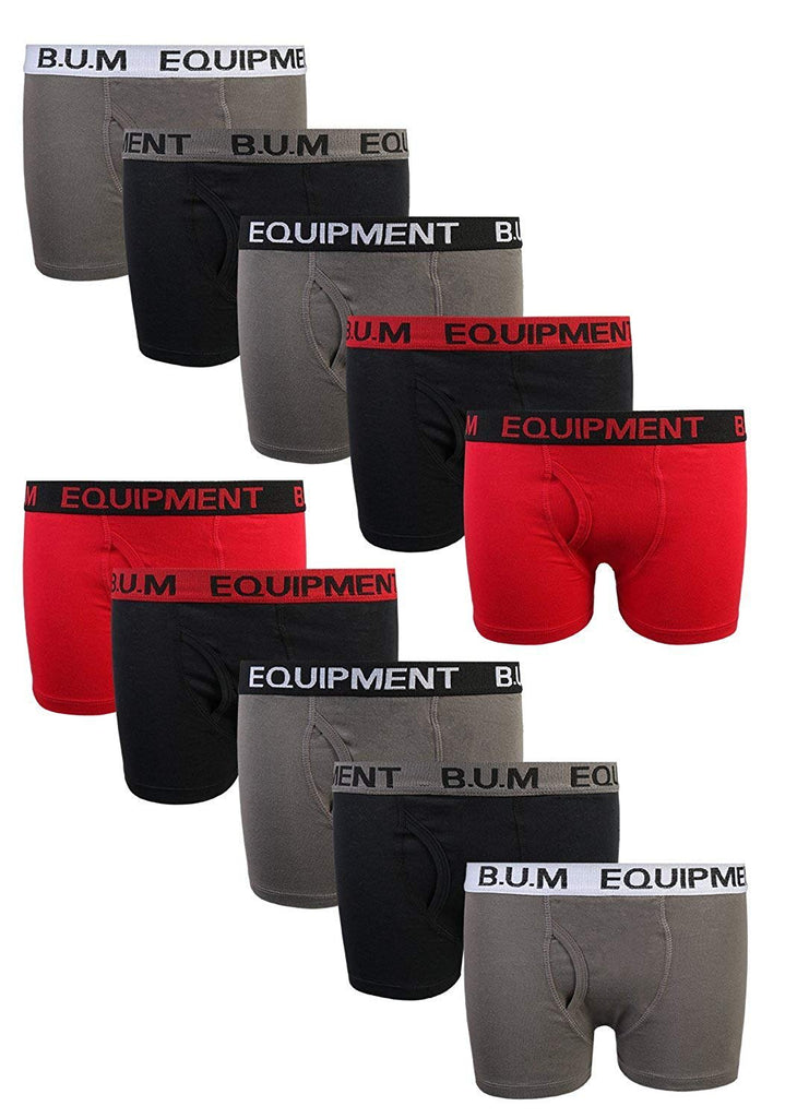 B.U.M. Equipment Boys 10 Pack Solid Boxer Briefs Underwear