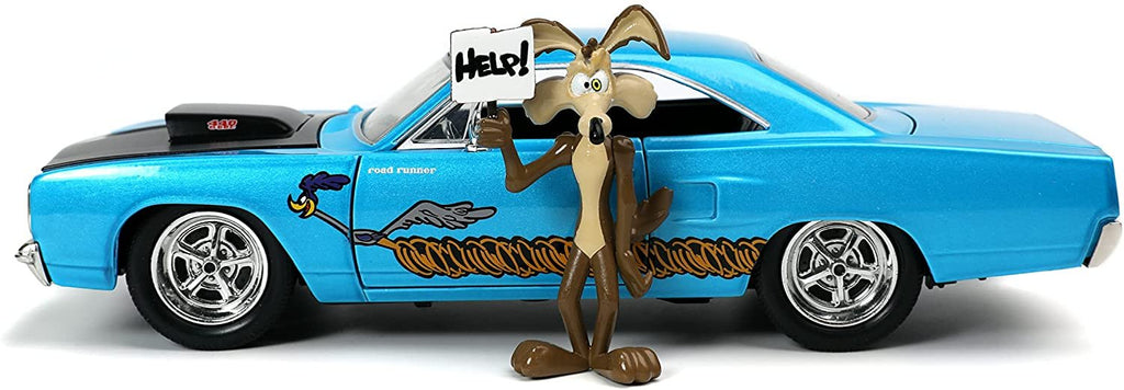 Jada 1:24 Diecast 1970 Plymouth Roadrunner with Wile E Coyote Figure