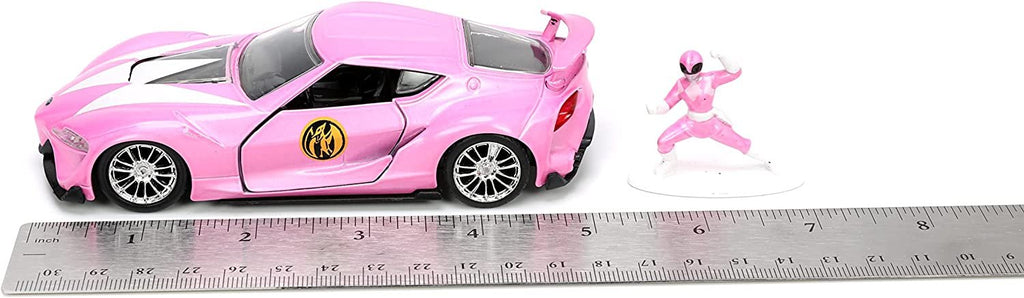 Mighty Morphin Power Rangers 1:32 Toyota FT-1 Concept Die-cast Car with 1.65" Pink Ranger Figure, Toys for Kids and Adults