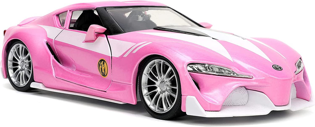 Jada Toys Mighty Morphin Power Rangers 1:24 Toyota FT-1 Concept Die-cast Car w/ 2.75" Pink Ranger Figure, Toys for Kids and Adults