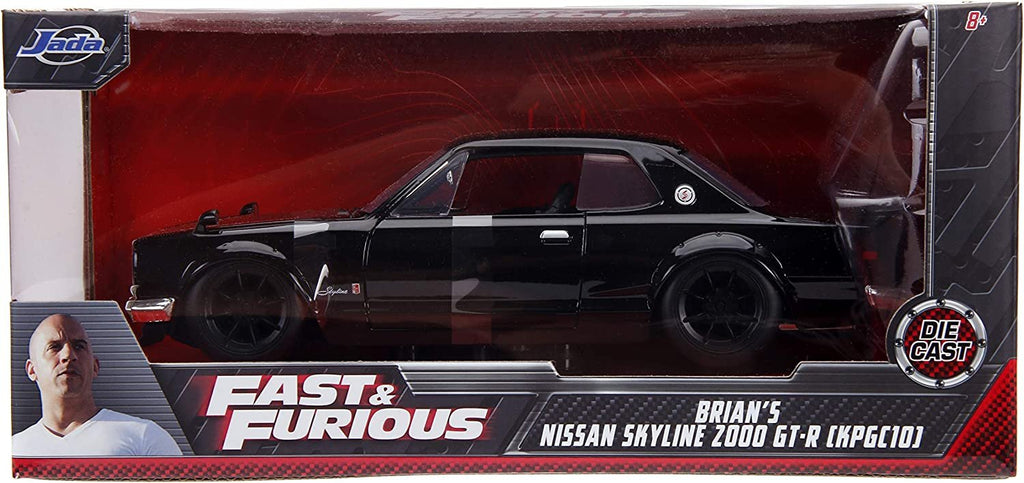 Jada Toys Fast & Furious 1:24 Brians's Nissan Skyline 2000 GT-R Die-cast Car, Toys for Kids and Adults (JA99686) , Black
