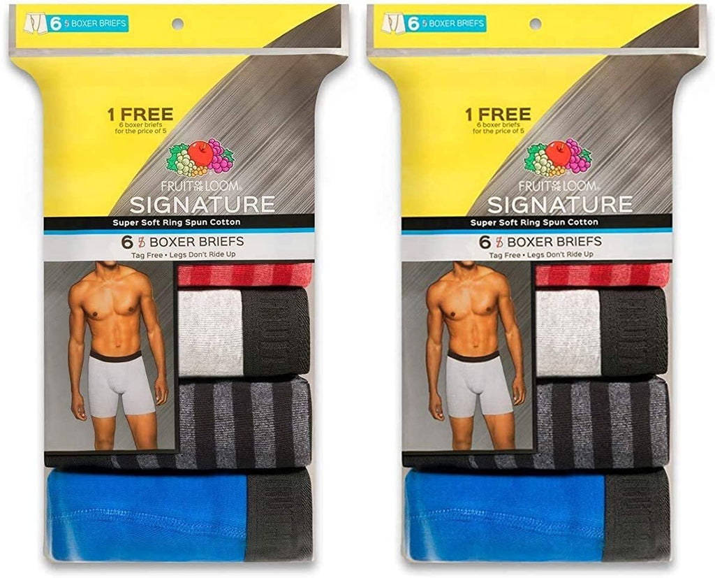 Fruit of the Loom Men's Boxer Briefs 12-Pack Signature Ring Spun Cotton