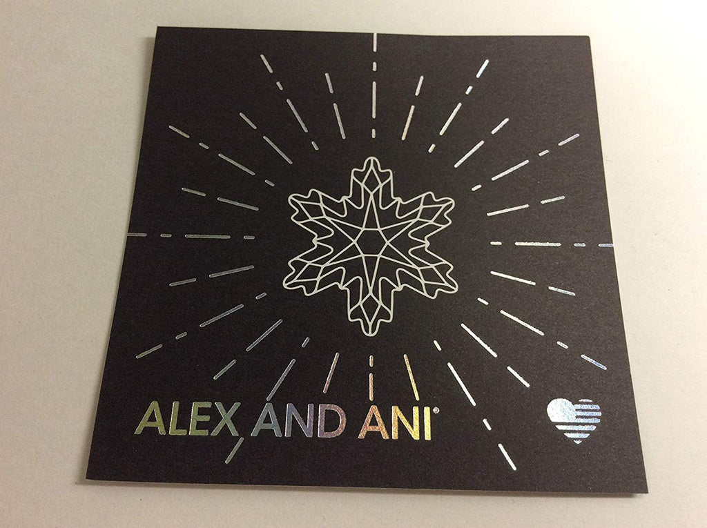 Alex and Ani Crystal Snowflake Set of 3 Bangle Bracelet Shiny Silver Tag Box Card