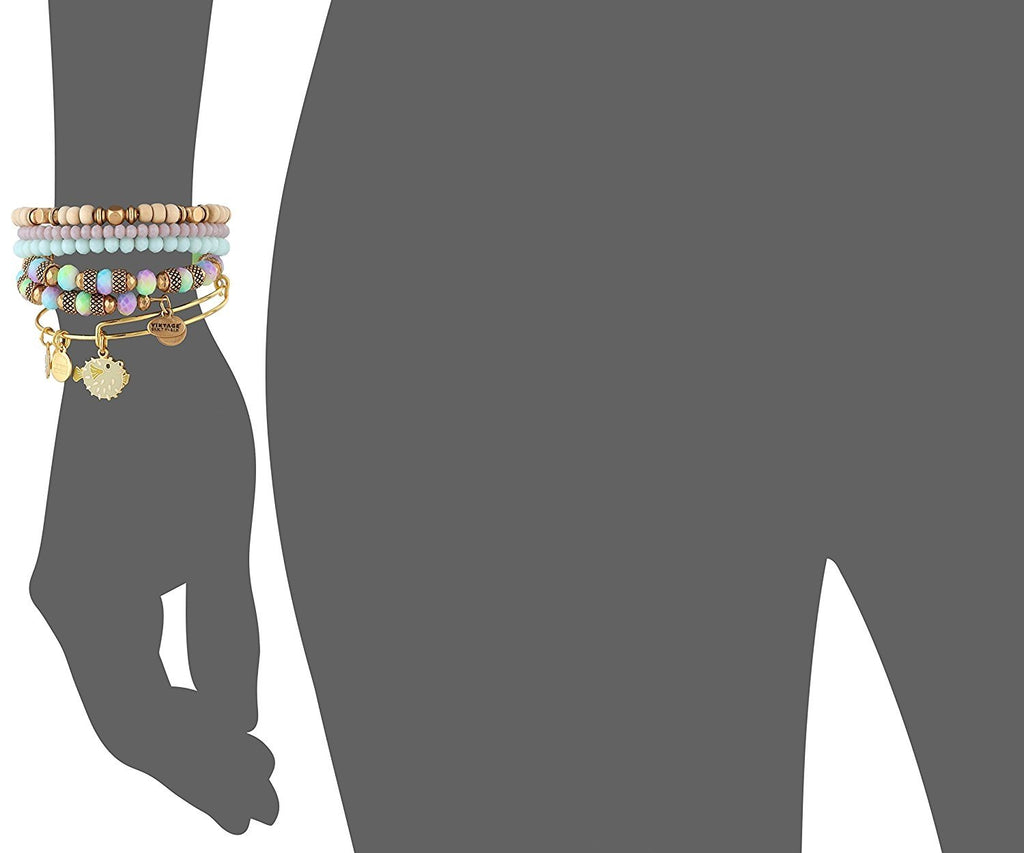Alex and Ani Pufferfish Set of 5 Shiny Gold Bangle Bracelet