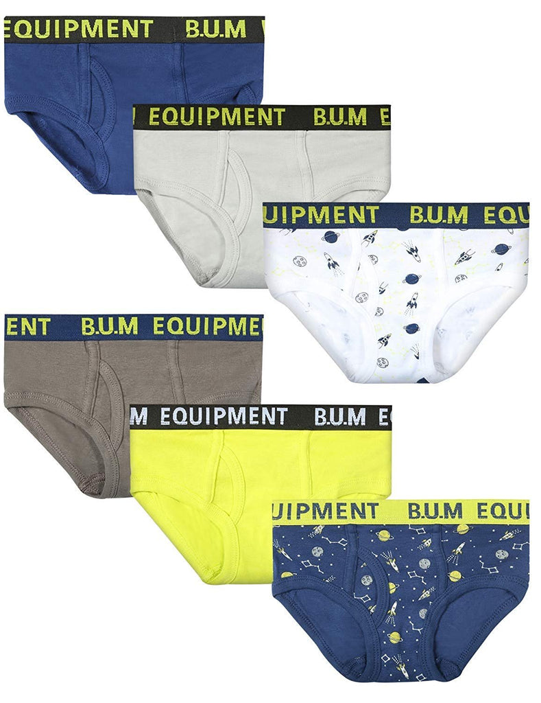 B.U.M. Equipment Toddler and Little Boys' 6 Pack Underwear Briefs, Solids and Prints