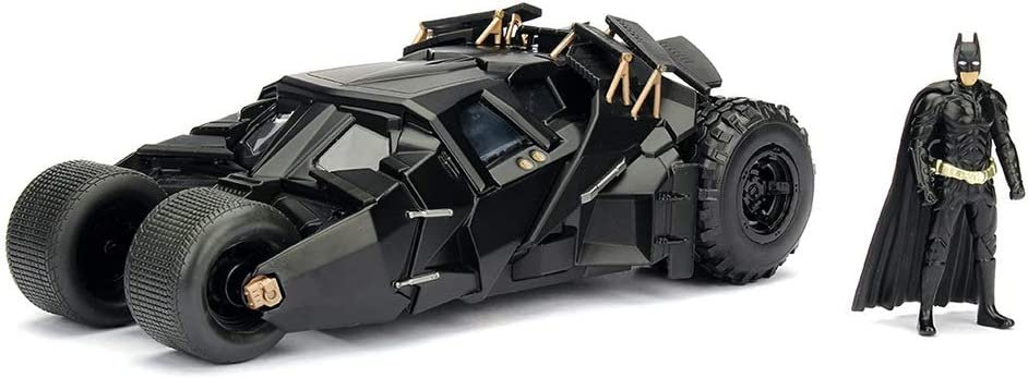 Jada Toys DC Comics 2008 The Dark Knight Batmobile With Batman figure; 1:24 Scale Metals Die-Cast Collectible Vehicle