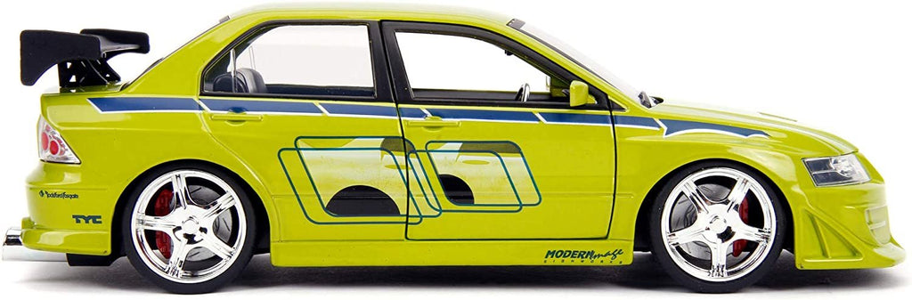 Jada Toys Fast & Furious 1:24 Brian's Mitsubishi Lancer Evolution VII Die-cast Car, Toys for Kids and Adults, Lime Green (99788)