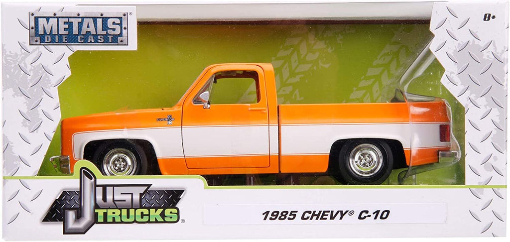 Jada Toys Just Trucks 1:24 1985 Chevrolet C-10 Die-cast Car Orange, Toys for Kids and Adults (31607)