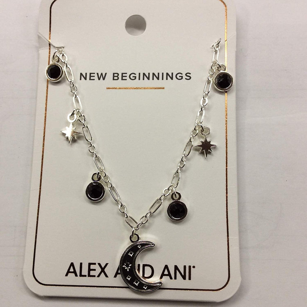 Alex and Ani Moon & Crystal 18" Delicate Necklace Shiny Silver One Size