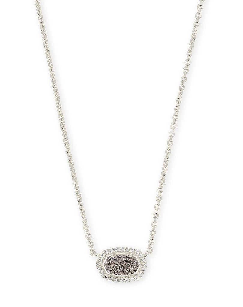 Kendra Scott Chelsea Pendant Necklace in Platinum Drusy CZ and Rhodium