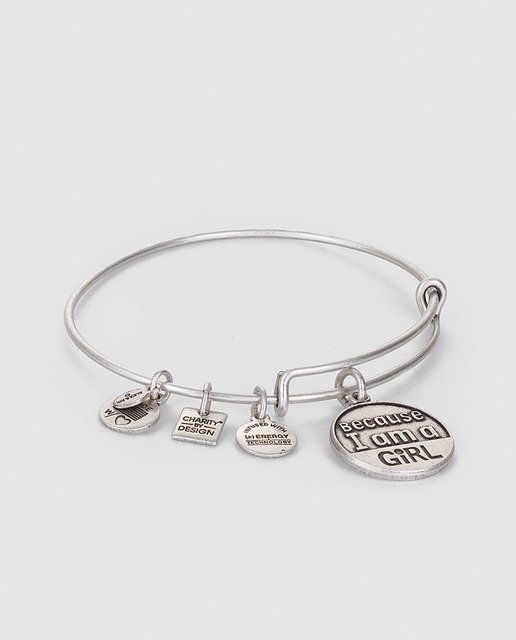 Alex and Ani Charity by Design "Because I Am A Girl" Rafaelian Finish Expandable Bangle Bracelet