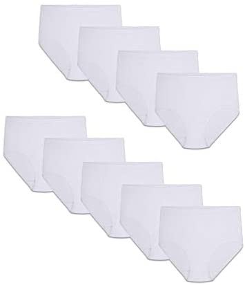 Fruit of the Loom womens Tag Free Cotton Panties (Regular & Plus Size) Briefs, Brief - 9 Pack White, 7 US