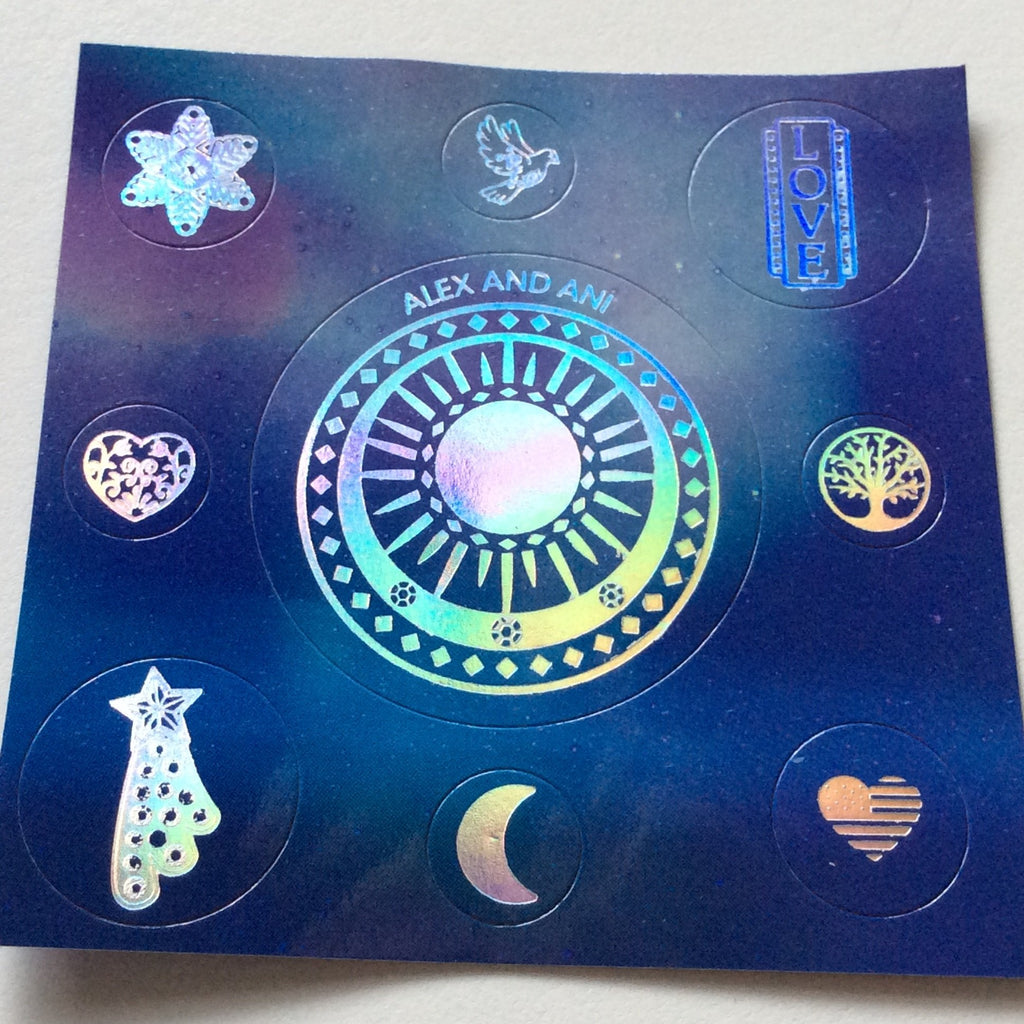 Alex and Ani Aurora Bangle Bracelet Metallic Blue Tag Box Card