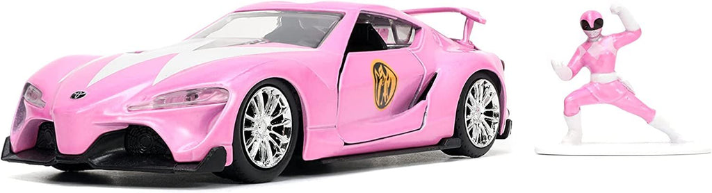 Mighty Morphin Power Rangers 1:32 Toyota FT-1 Concept Die-cast Car with 1.65" Pink Ranger Figure, Toys for Kids and Adults