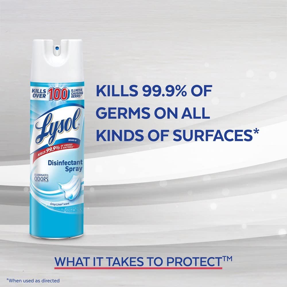 Lysol Disinfectant Spray, Crisp Linen, 19 Ounce (Pack of 8)